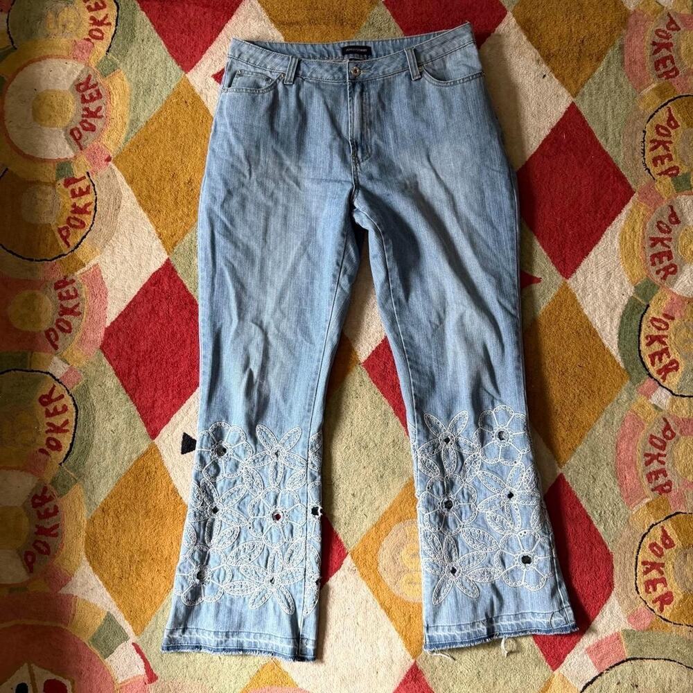 Vintage floral plus size jeans